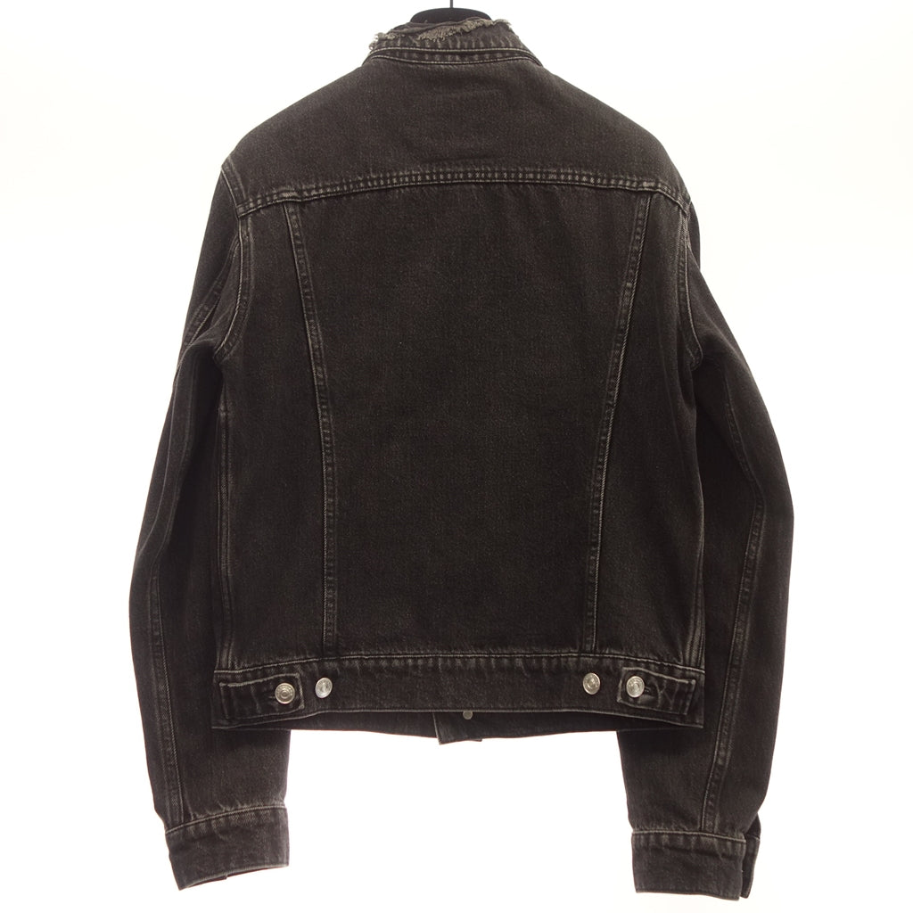 Like new ◆ Balenciaga denim jacket Collar crash damage processing 487343 17AW Black Size 44 Men's BALENCIAGA [AFA21] 