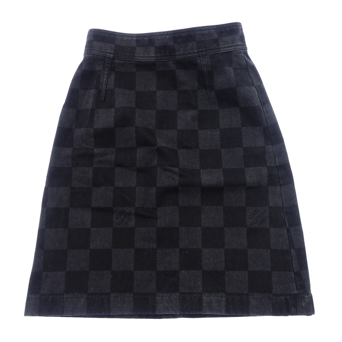 Louis Vuitton Damier Denim Skirt RW222J NY9 FNSK06 Women's Dark Gray 34 Louis Vuitton [AFB50] [Used] 