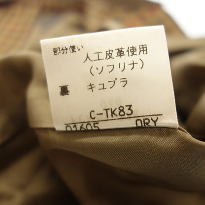 美品◆バーバリーズ ハリントンジャケット ツイード チェック レザー切替 レディース サイズS 茶系 Burberry's【AFB24】