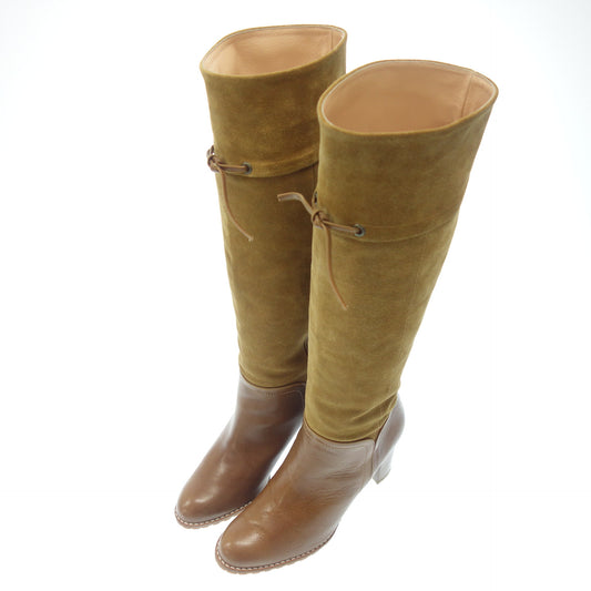 Good condition◆True Trussardi long boots leather switching ladies brown 23 TRU TRUSSARDI [AFC47] 