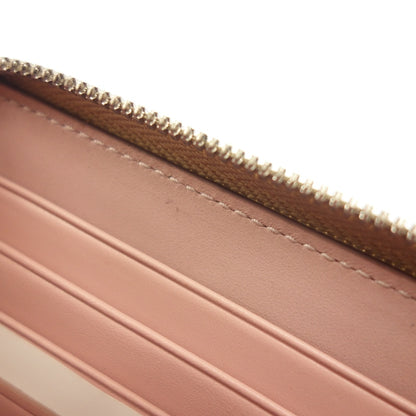 Good Condition◆Bally Wallet Round Zip Calf Embossed Beige BALLY GROSVENOR [AFI18] 