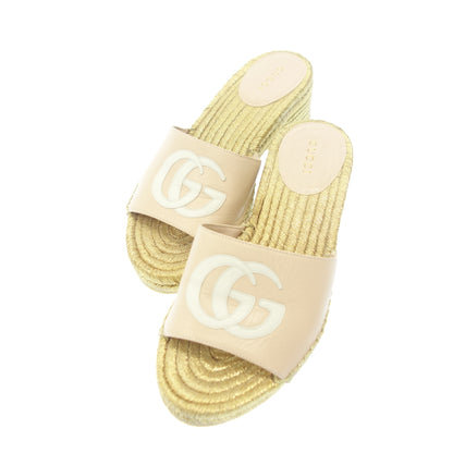 Good Condition◆Gucci Leather Sandals GG Marmont 655820 Espadrilles Women's Gold Size 35 GUCCI [AFC34] 