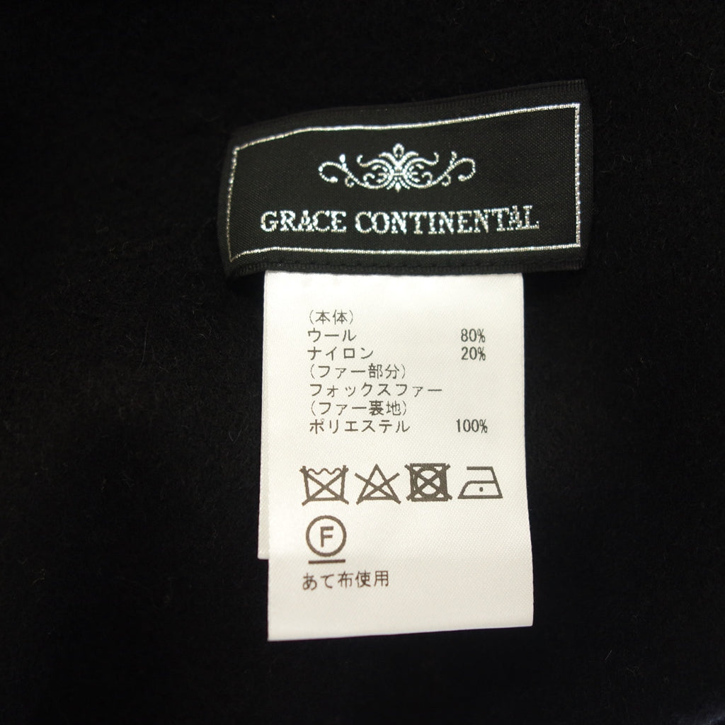 極美品◆グレースコンチネンタル フォックスファー付 ウール ケープ ポンチョ サイズF ブラック GRACE CONTINENTAL【AFF23】