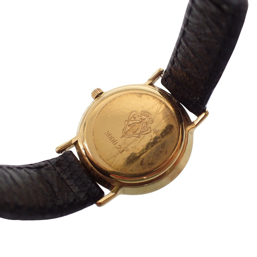 Used ◆ Gucci watch 3000.2L Fudo Black x Gold GUCCI [AFI8] 