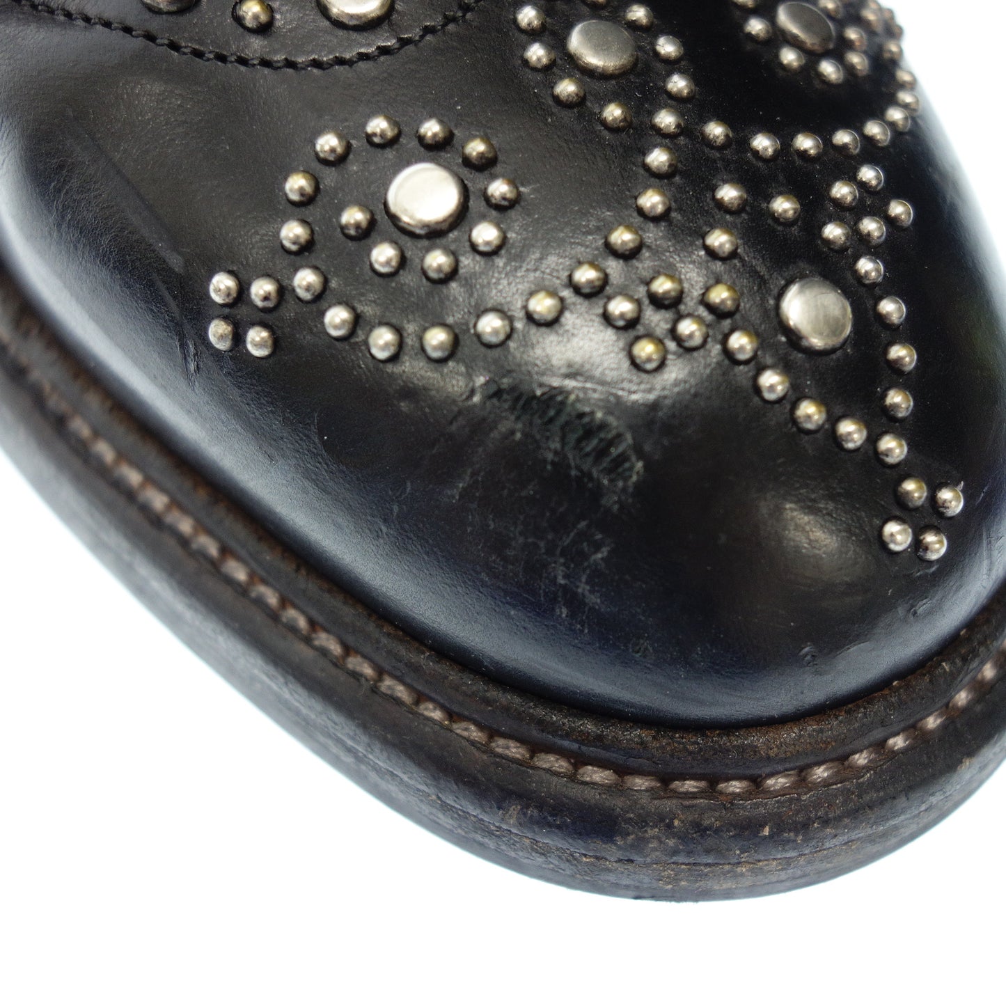 状况良好◆Dolce &amp; Gabbana 皮鞋单僧侣钉 Archive 男式黑色 7.5 码 DOLCE &amp; GABBANA [AFC2] 