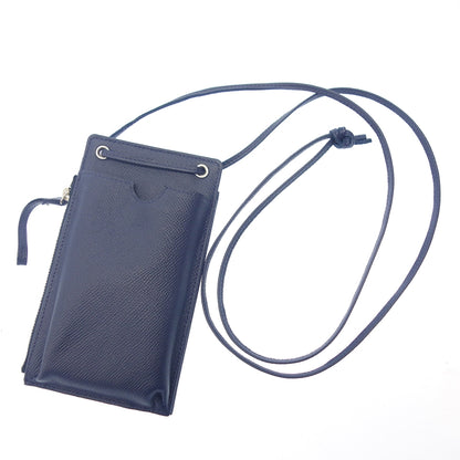 Like new ◆ Yorozu Kirihana 3D case Smartphone pouch shoulder leather cowhide navy 274yz012TTLW yorozu KIRIHANA [AFI18] 