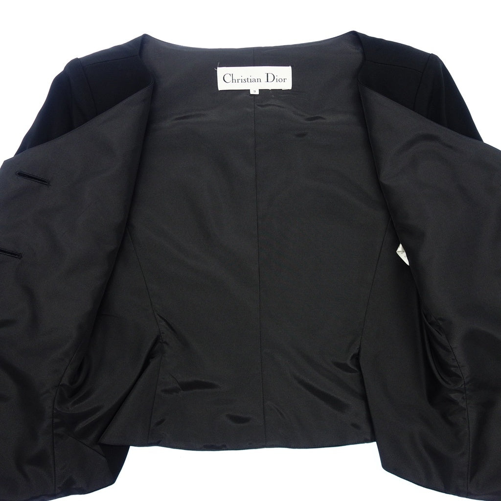 Very good condition ◆ Christian Dior button short tops jacket rayon ladies size 9 black Christian Dior [AFB5] 