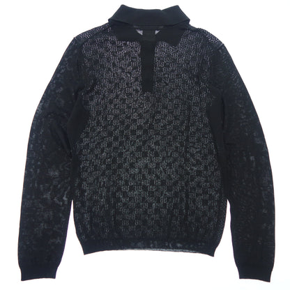 Used ◆Louis Vuitton mesh knit polo half button cotton rayon ladies black size M LOUIS VUITTON [AFB32] 