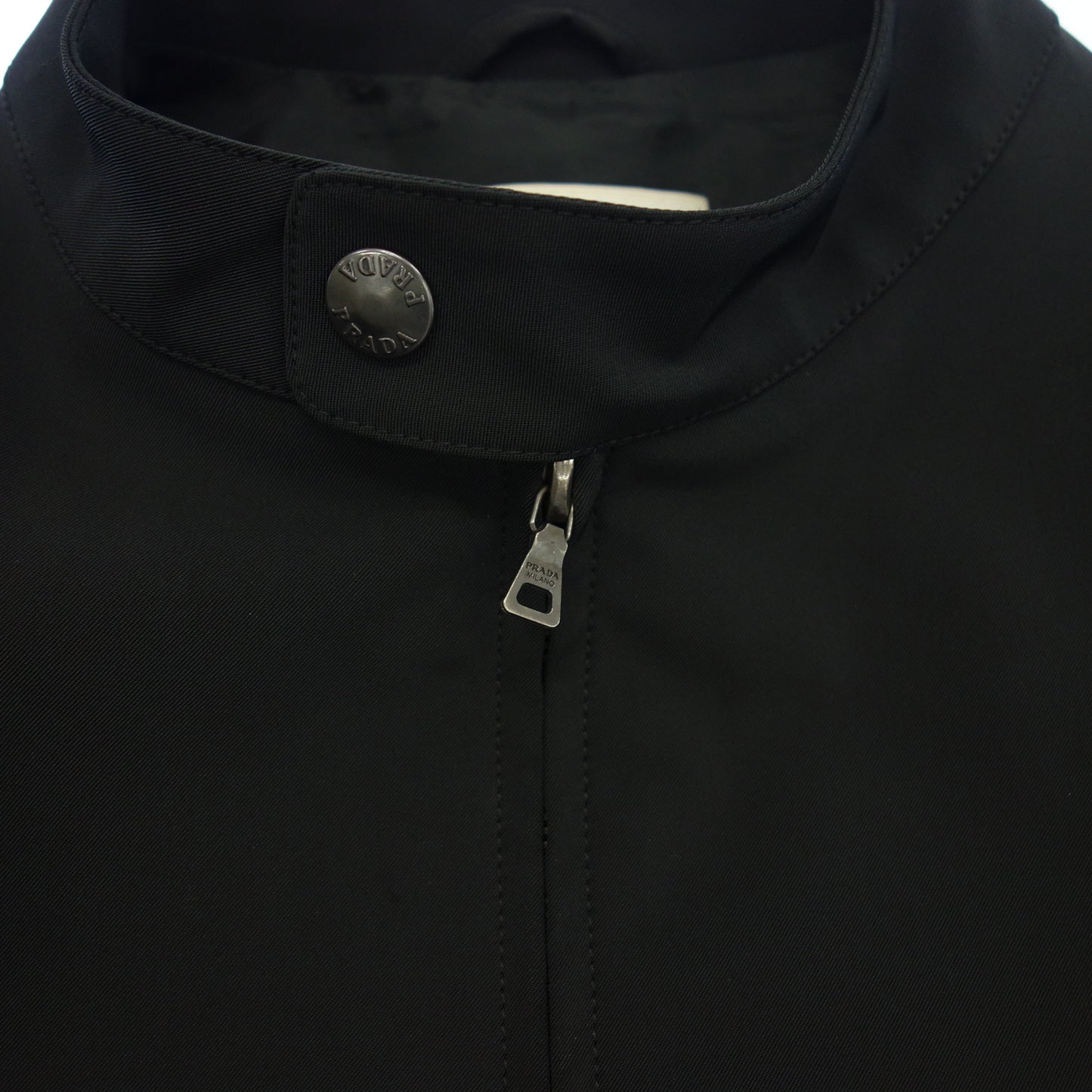 Good condition◆Prada jacket zip up stretch material black size L men's PRADA [AFB43] 