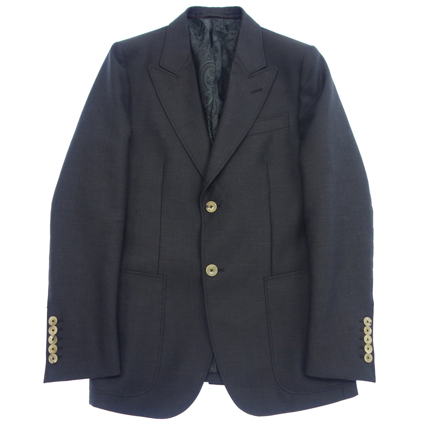 Good Condition ◆ Gucci 2B Jacket Lining Paisley Wool x Mohair 398949 Navy Size 44 Men's GUCCI [AFA8] 