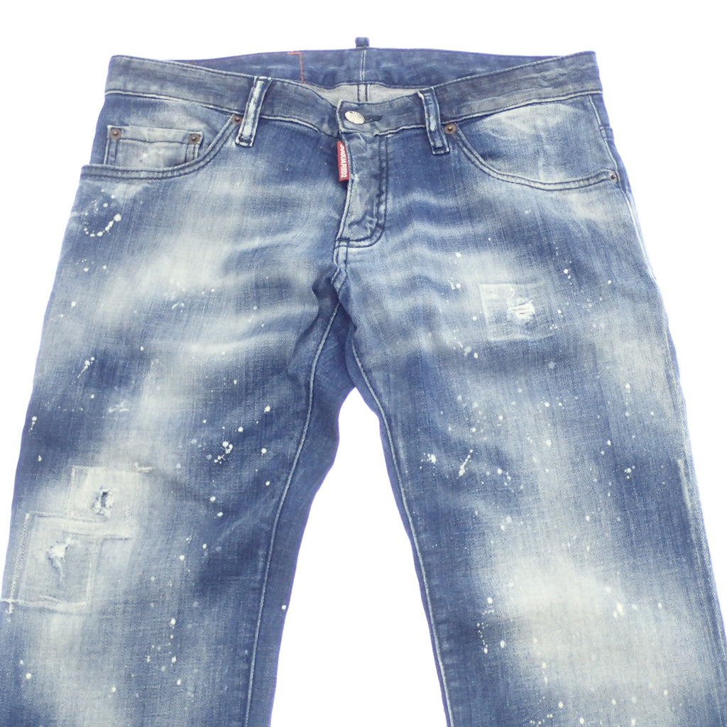 美品◆ディースクエアード デニムパンツ クラッシュ加工 メンズ 青 46 Anniversary Super Low Jean Dsquared2【AFB22】