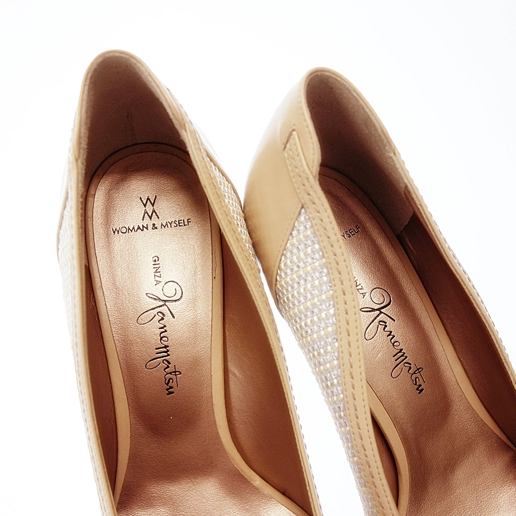 Like new ◆ Ginza Kanematsu Woman &amp; Myself Pumps Ladies 24 Beige GINZA Kanematsu WOMAN &amp; MYSELF [AFC45] 