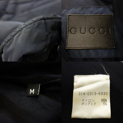 中古◆グッチ ダウンジャケット ジップアップ シルバー金具 M メンズ 濃紺 GUCCI【AFA9】