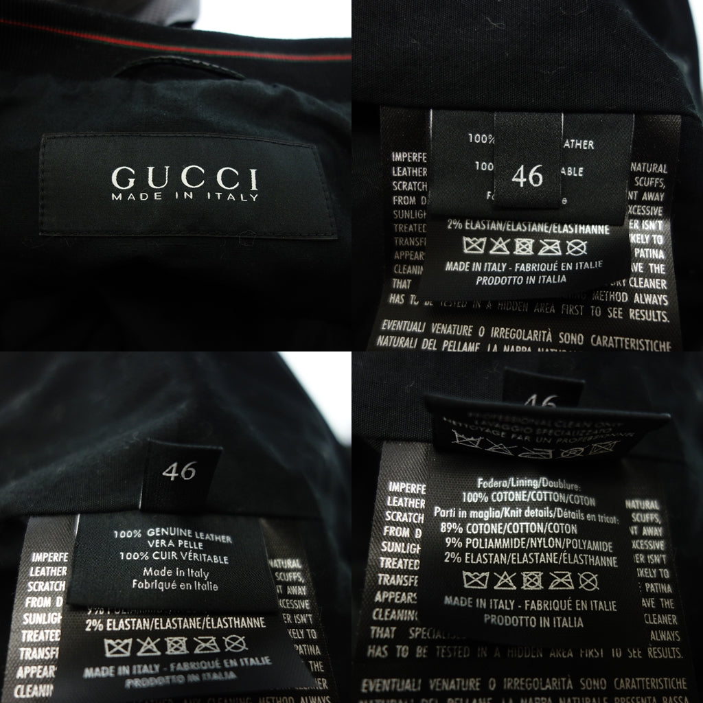 中古◆グッチ パンチング レザー ブルゾン メンズ 黒 46 GUCCI【AB13】