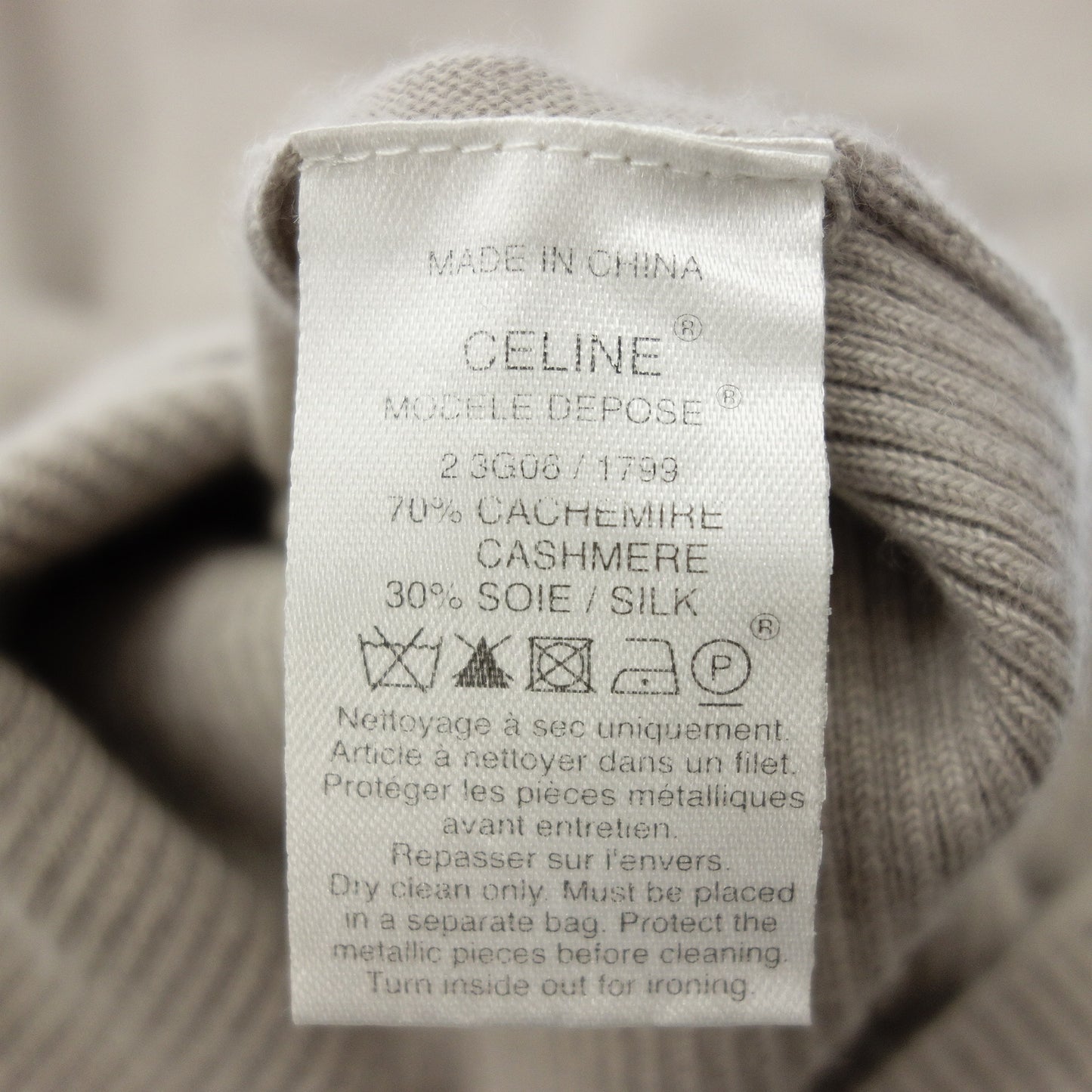 Celine Knit Sweater Silver Hardware Women's Light Gray M CELINE [AFB22] [Used] 