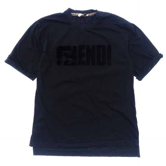 Used ◆Fendi short sleeve T-shirt cut and sew front logo mink men's black size XS FENDI [AFB19] 