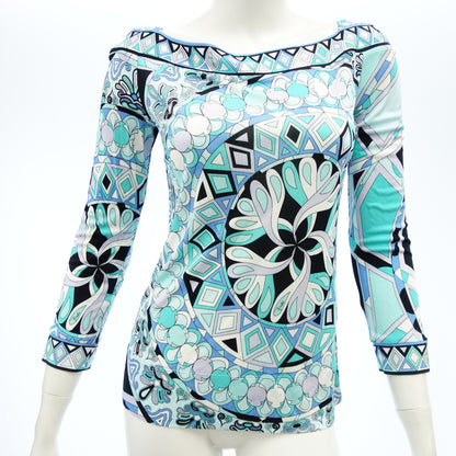 Good condition ◆ Emilio Pucci long sleeve cut and sew rayon ladies blue size 38 EMILIO PUCCI [AFB9] 