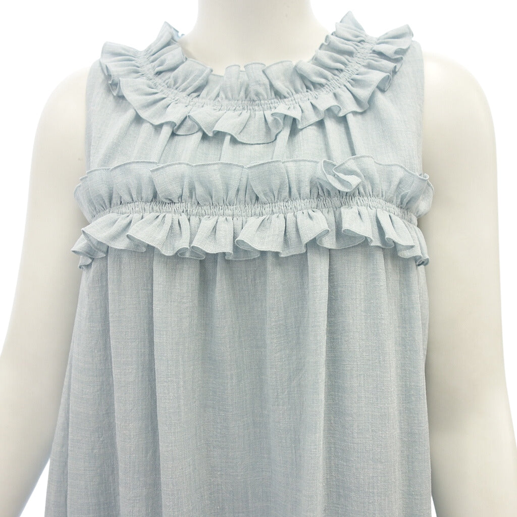 Very good condition◆Daisy LIN For FOXEY Sleeveless One Piece Resort Ruffle Ladies Blue Size 38 DAISY LIN For FOXEY [AFB2] 