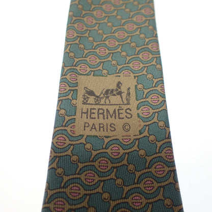 Good condition◆Hermes tie 100% silk wood pattern &amp; all over pattern HERMES 2 piece set [AFI4] 