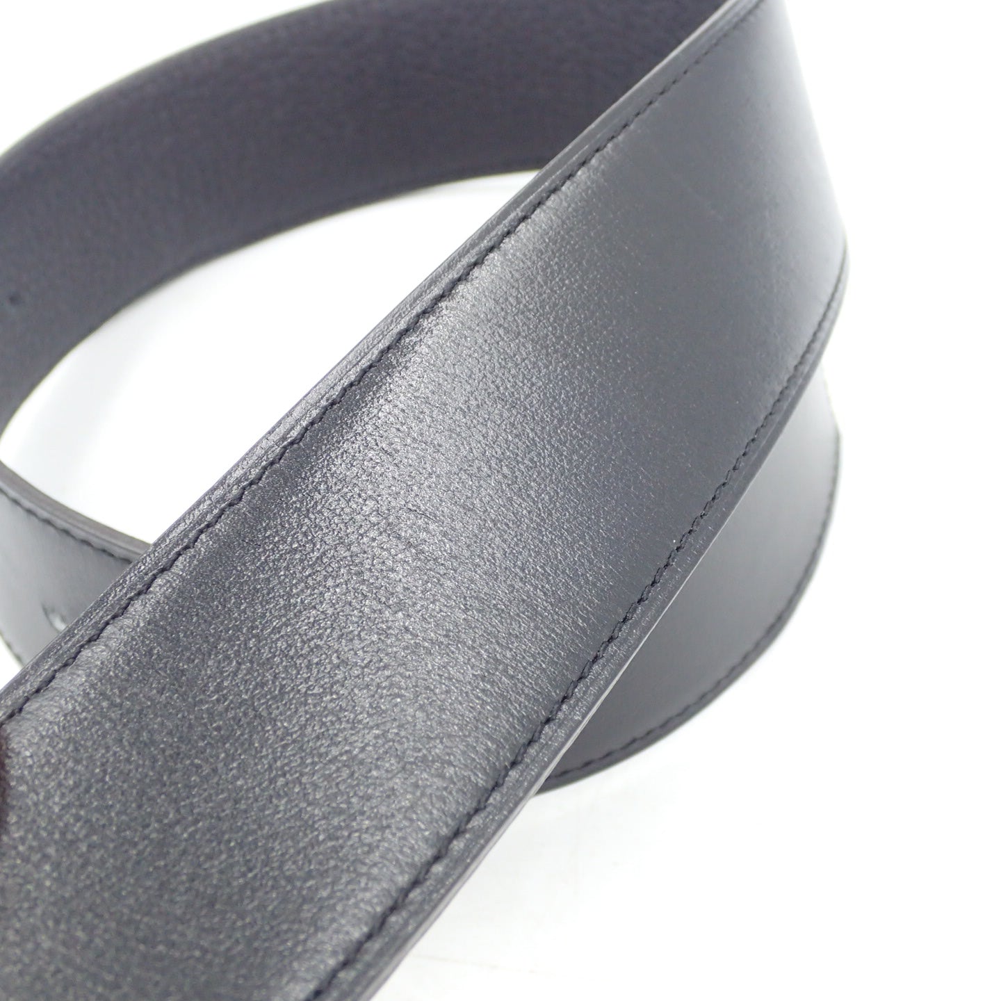 Good Condition◆Hermes Leather Belt H Belt Constance Silver Hardware Black D Engraved [AFI4] 