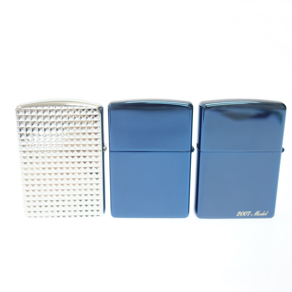 Used Zippo Peace Blue Titanium 2007 Silver Blue ZIPPO 3-piece set [AFI18] 
