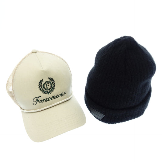 FORSOMEONE Cap Knit Cap 2 Piece Set Beige Black FORSOMEONE [AFI1] [Used] 