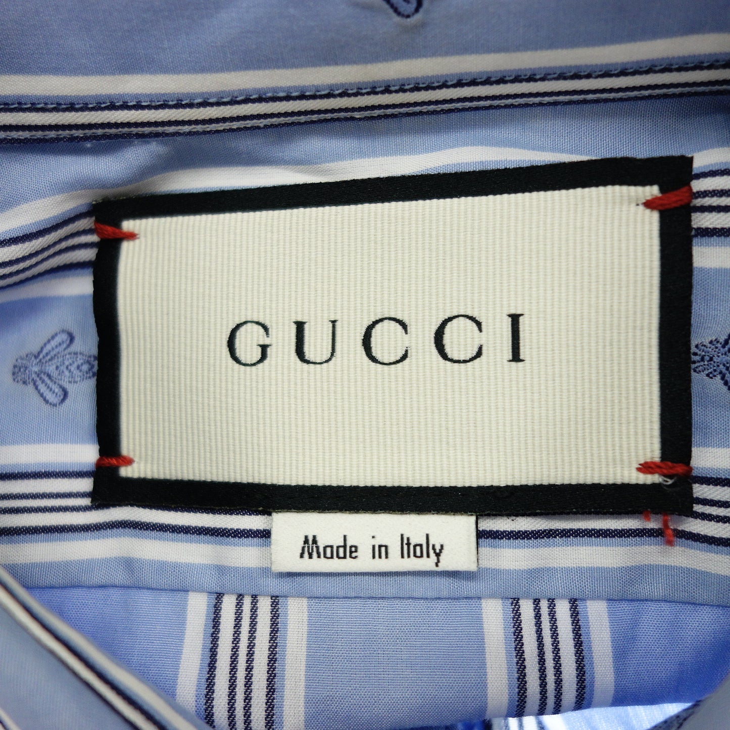 Gucci long sleeve shirt bee stripe 568356 men's blue 39 GUCCI [AFB22] [Used] 