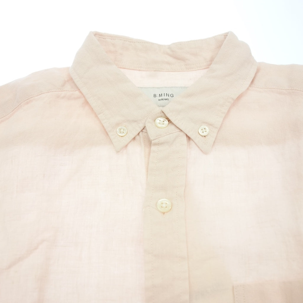 Like new ◆ Beaming Beams Short Sleeve Linen Shirt Herdman Men's Linen Pink Size SB:MING [AFB23] 