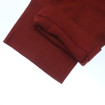 Hermes linen pants side zip leather pull Margiela period 3 ladies 38 red HERMES [AFB21] [Used] 
