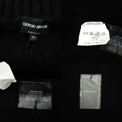 中古◆ジョルジオアルマーニ セーター ニットブルゾン ウール メンズ　ブラック サイズ54 GIORGIO ARMANI【AFB15】
