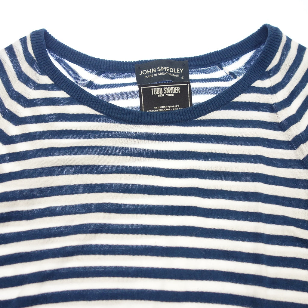 Used ◆ John Smedley x TODD SNYDER Knit T-shirt Short Sleeve Border Pattern Cotton Men's Navy x White Size S JOHN SMEDLEY x TODD SNYDER [AFB26] 