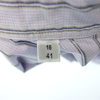 Hermes long sleeve shirt striped serie button men's purple 41 HERMES [AFB17] [Used] 