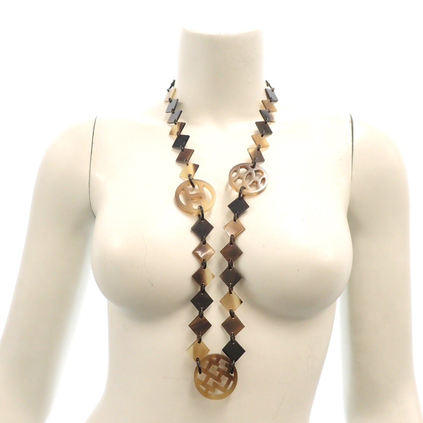 Used ◆Hermes Necklace Buffalo Horn Brown HERMES [AFI9] 