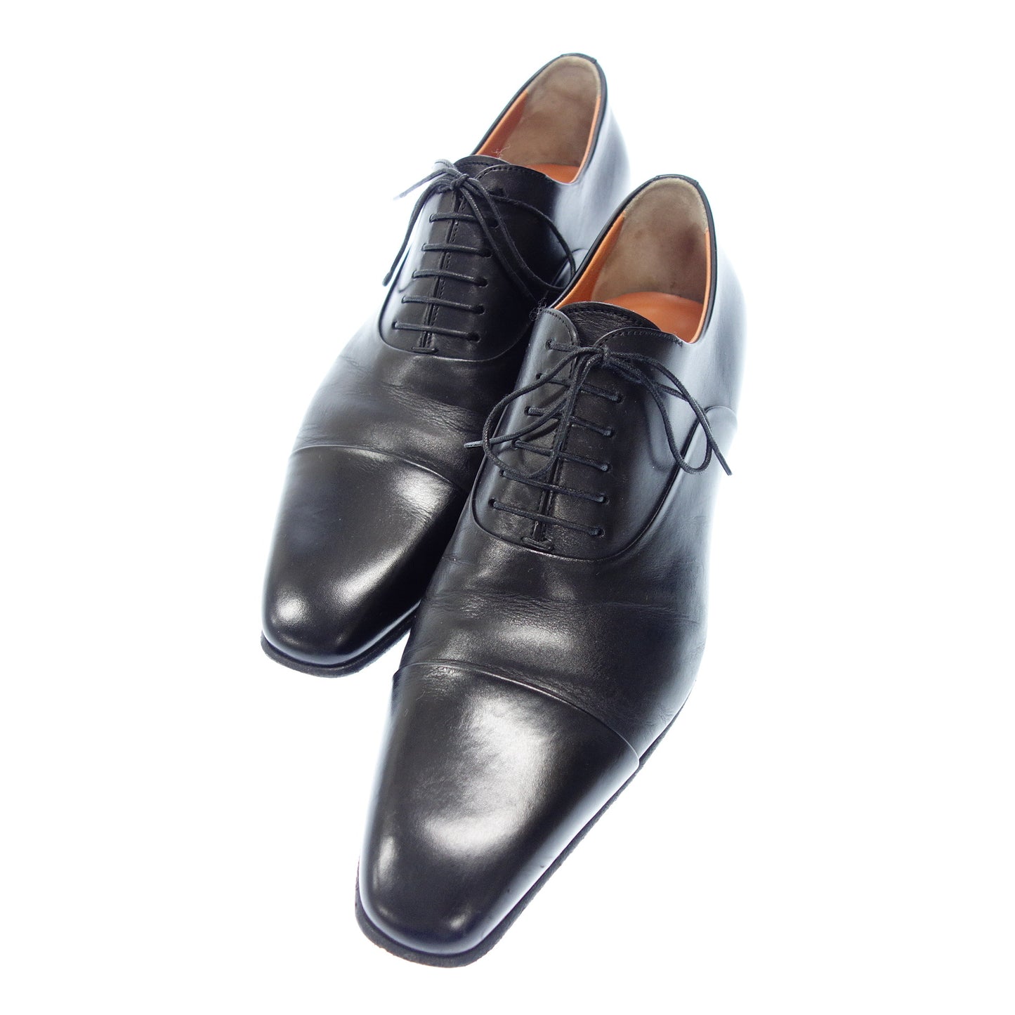 美品◆サントーニ レザーシューズ ストレートチップ 6365 メンズ ブラック サイズ7 Santoni【AFD2】