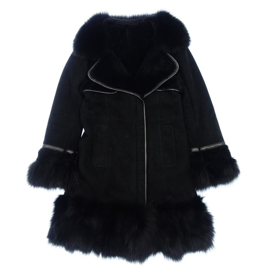 Good Condition◆Grace Class Shearling Coat Fox Fur Ladies Size 38 Black GRACE CLASS [AFG1] 