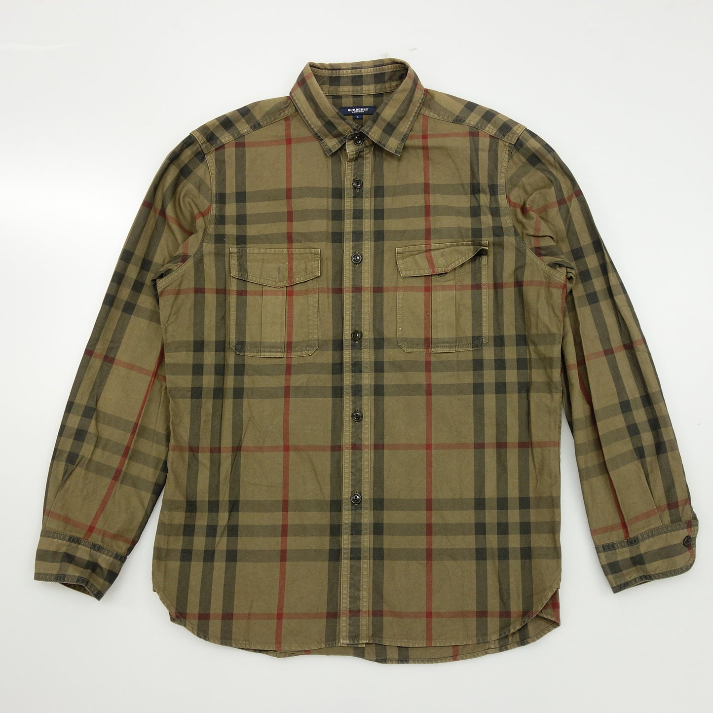 Used◆Burberry London Shirt 2 Pocket Check Olive BURBERRY LONDON [AFB40] 