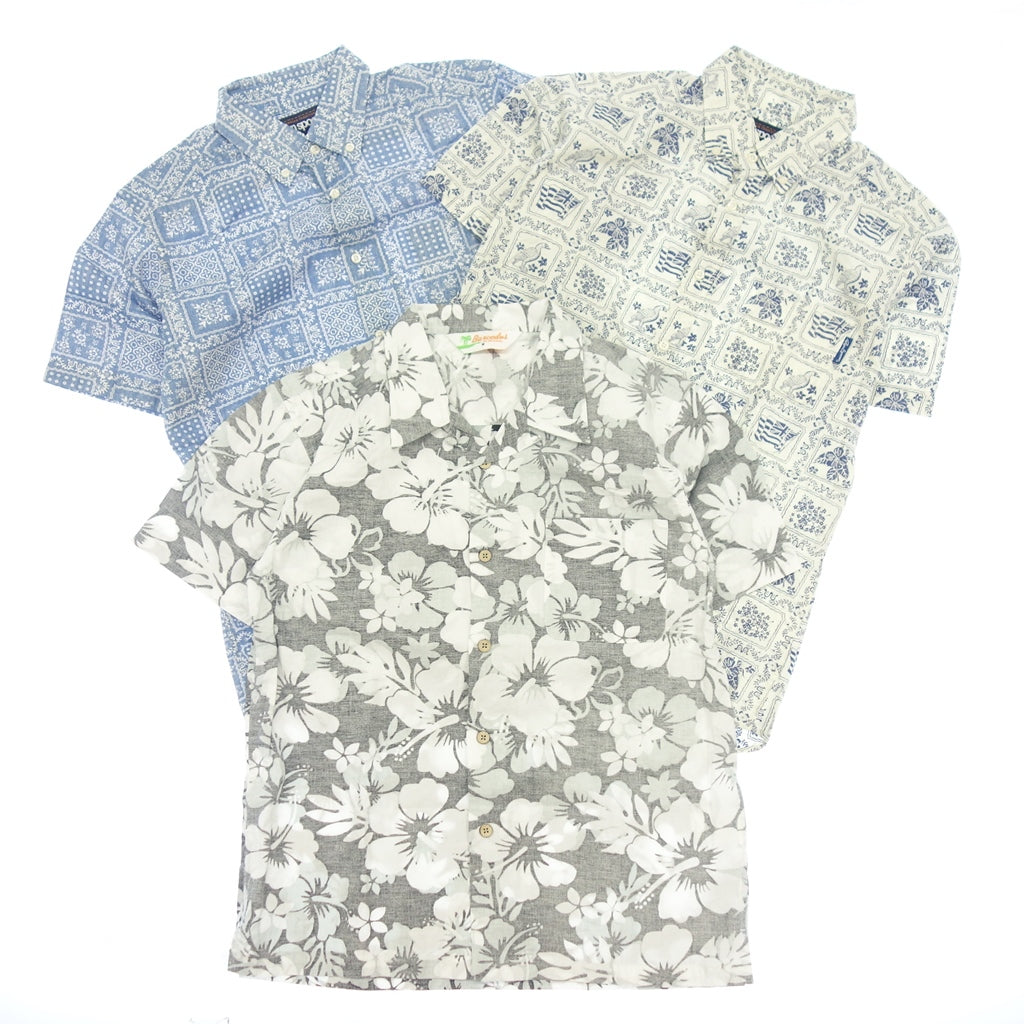 Very good condition ◆Reyn Spooner Barcedos Aloha Shirt Set Cotton Men's White Blue Gray Size M reyn spooner Barcedos 3-piece set [AFB32] 