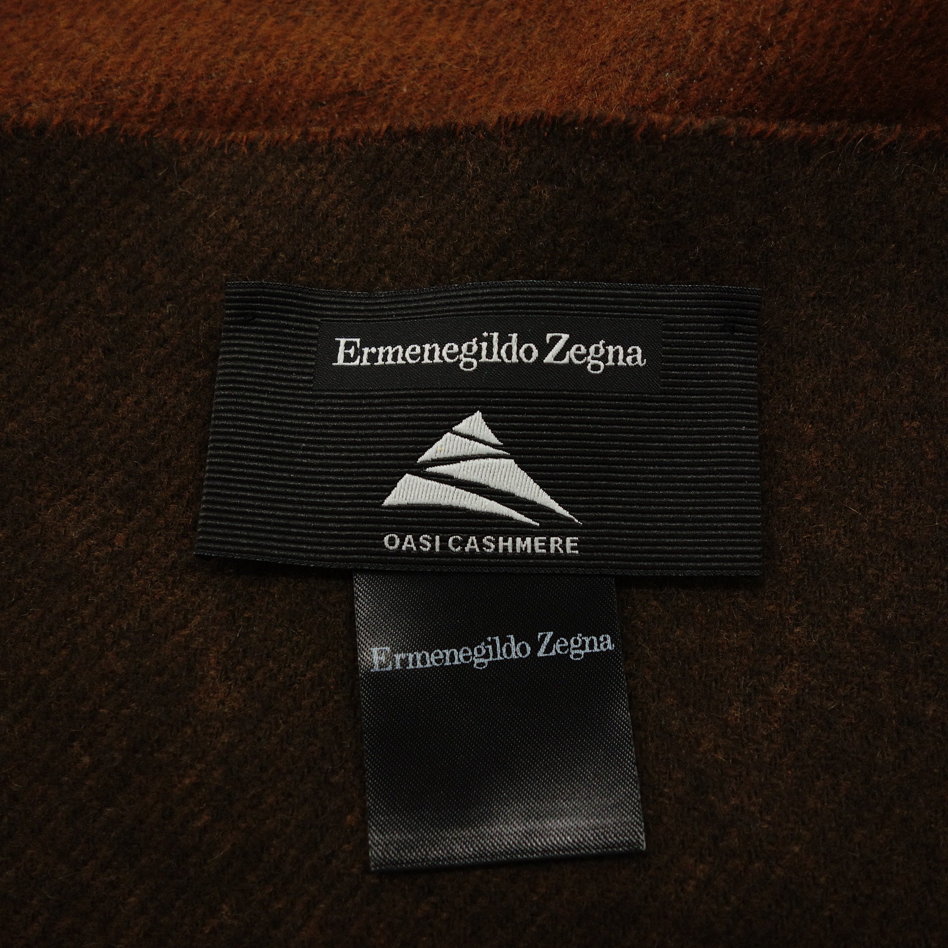 ZEGNA/Ermenegildo Zegna(ゼニア/エルメネジルド ゼニア) マフラー美品  - オレンジ×ダークブラウン×マルチ チェック柄 ウール Ermenegildo Zegna - ZEGNA/Ermenegildo Zegna(ゼニア/エルメネジルド