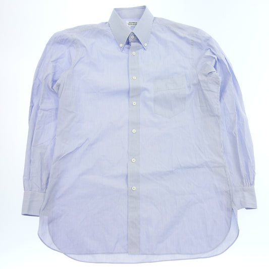 Used ◆Hermes long sleeve shirt striped serie button HERMES men's blue [AFB25] 