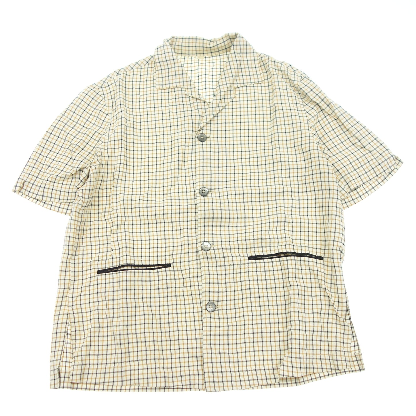 Used ◆ FR Tripler Short Sleeve Shirt Check Box Silhouette FR TRIPLER&amp;Co Men's Beige M [AFB11] 