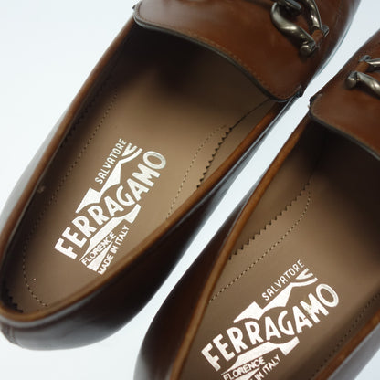 非常漂亮的商品 ◆Salvatore Ferragamo 皮革乐福鞋 Gancini 银色五金配件 男士 7 棕色 Salvatore Ferragamo [AFD6] 