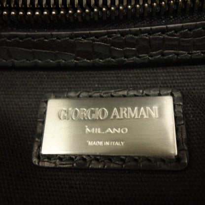 状况非常好 ◆ Giorgio Armani 背包皮革压纹黑色 GIORGIO ARMANI [AFE6] 