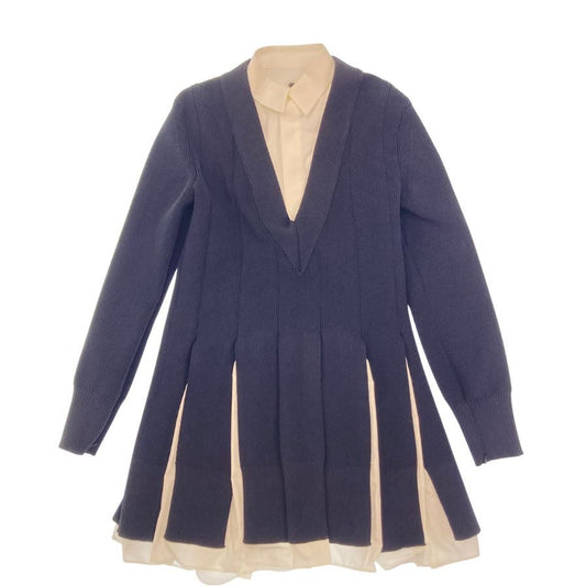 Sacai 23AW Long Sleeve Dress Knit x Cotton Poplin Dress Bicolor Size 1 23-06616 sacai [AFB11] 