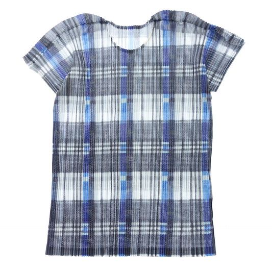 ISSEY MIYAKE HOMME PLISSE T-shirt short sleeve print HP61JK153 Men's Blue 3 ISSEY MIYAKE HOMME PLISSE [AFB6] [Used] 