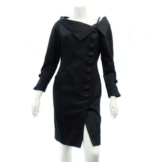 Very beautiful item◆Christian Dior Button One Piece Dress Women's Size 9 Black Christian Dior [AFB11] 