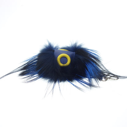 Very good condition ◆ Fendi Monster Bag Charm Keychain Fur x Leather Blue FENDI [AFI18] 