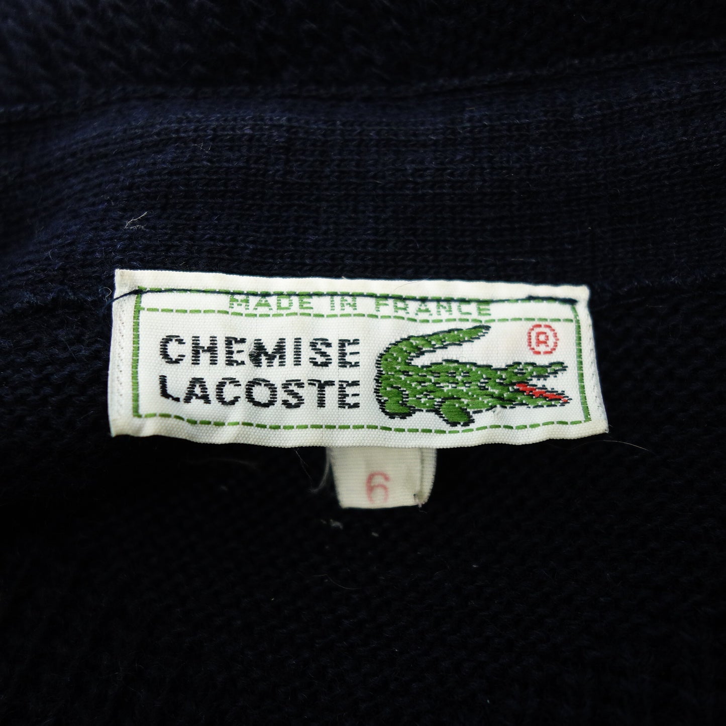 Used ◆Lacoste Knit Cardigan Jacquard French Oversize Men's 6 Navy LACOSTE [AFB11] 