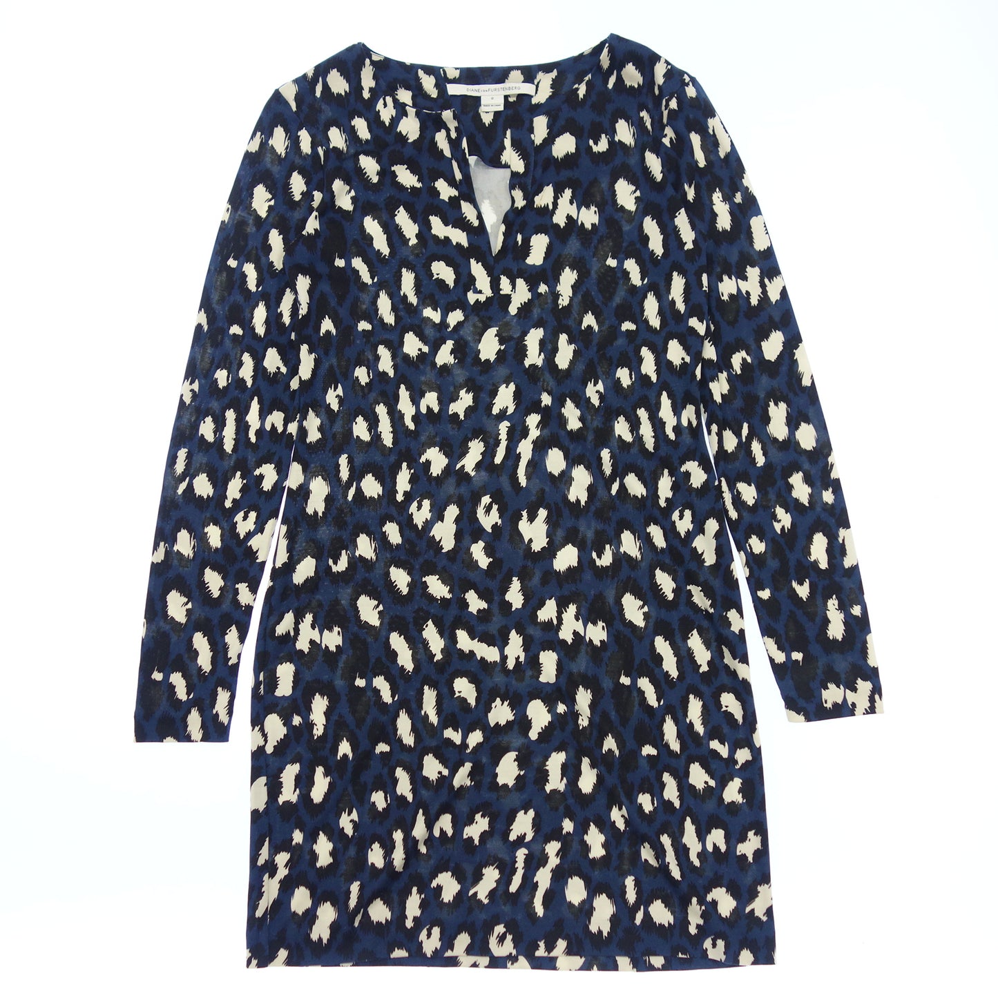 Good Condition◆Diane Von Furstenberg Long Sleeve Cut and Sew Silk All Over Pattern Blue Ladies Size 0 DIANE VON FURSTENBERG [AFB33] 