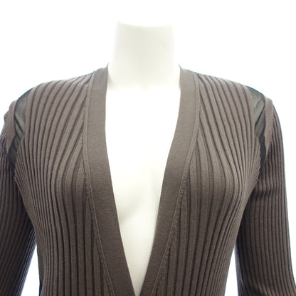 Used ◆ CHANEL Long Knit Cardigan P40 Cotton x Silk Coco Button Ladies Brown Size 38 CHANEL [AFB2] 