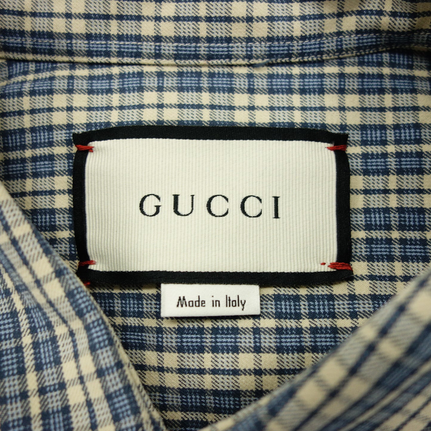 Good condition ◆ Gucci long sleeve shirt check button down 628336 Men's Blue Size 50 GUCCI [AFB46] 